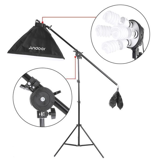 Kit foto suport 2x2m,3 softbox (12x bec 45W) + 3x panze fundal