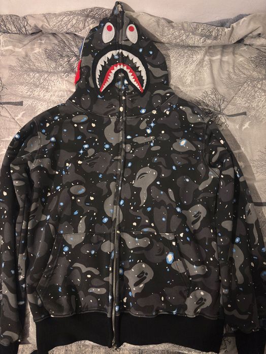 BAPE Glow in the dark Space camo shark full zip hoodie A Bathing Ape