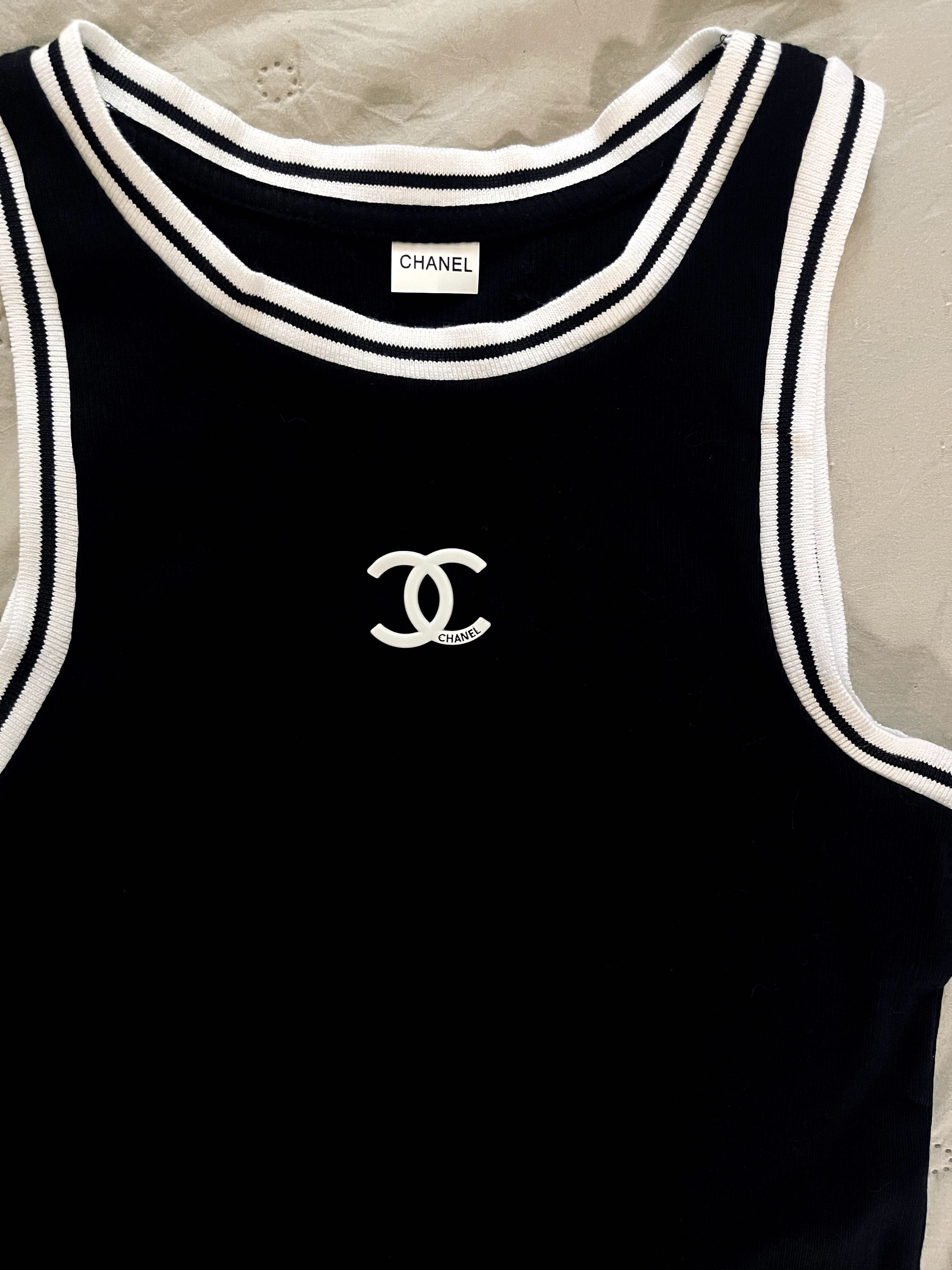 черен топ рипс памук рипсен черен бял шанел Chanel висок клас потик