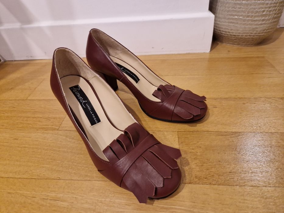 Pantofi din piele, visinii, masura 37.5