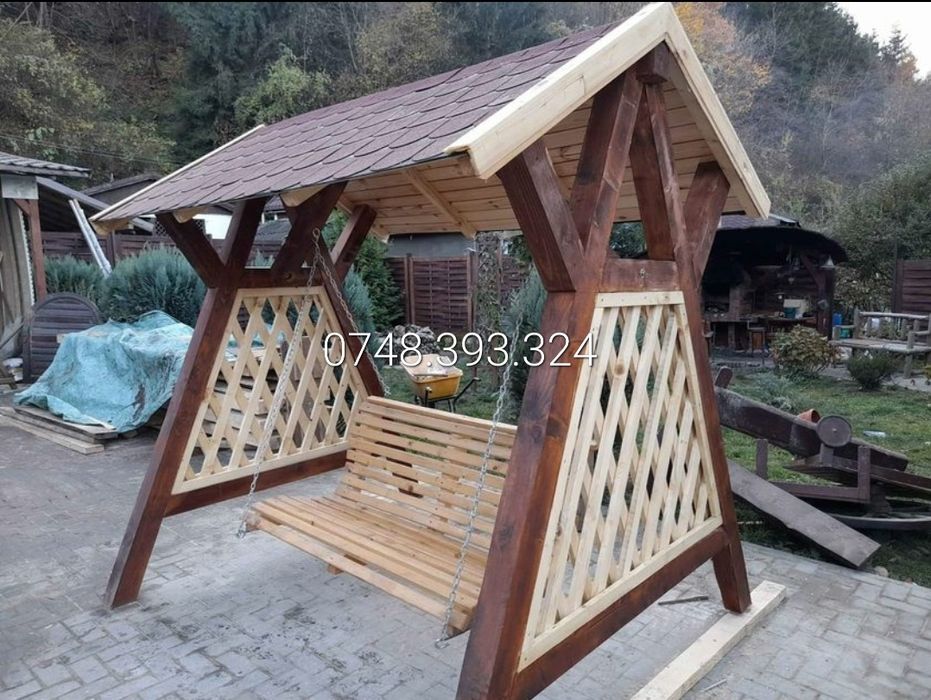 Balansoar  lemn cu leagăn copil