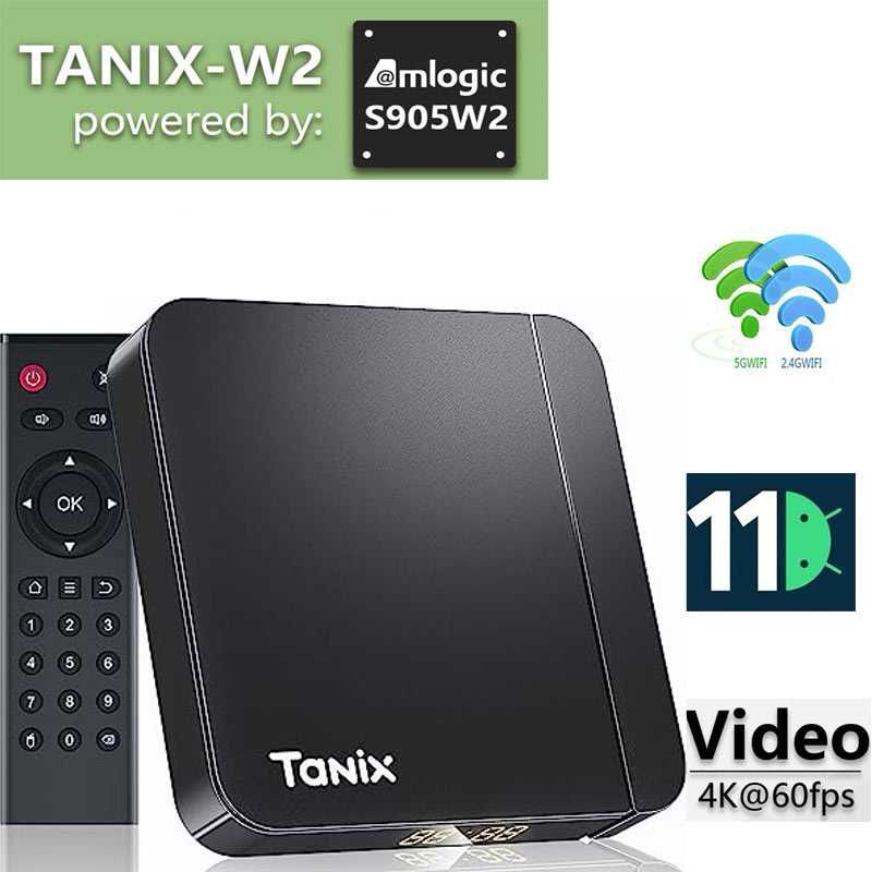 Android TV Box Tanix W2 Android 11, Dual WIFI, Bluetooth, AV1