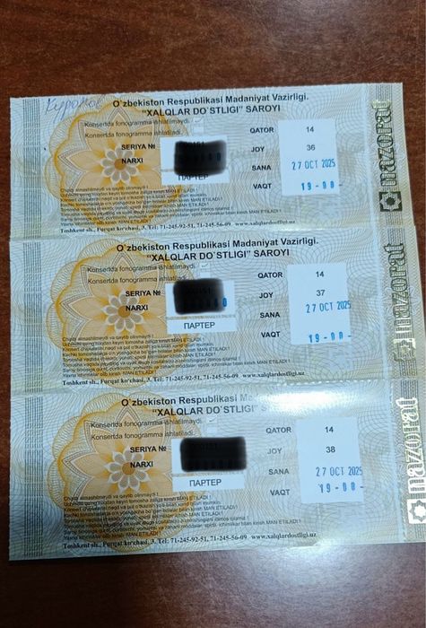 Million kansertiga bilet sotiladi srochni