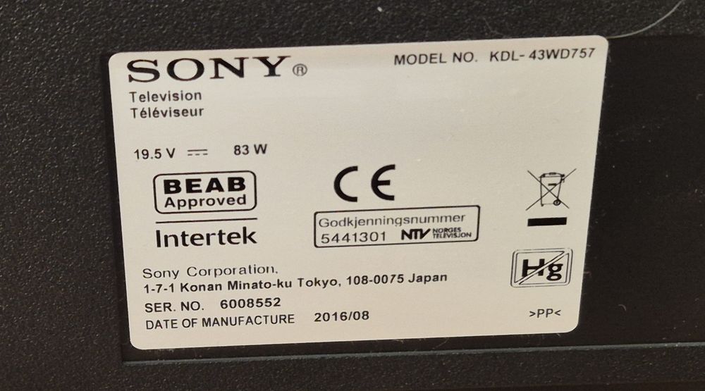 Sony KDL-43WD757 Full HD, Smart, WiFi,