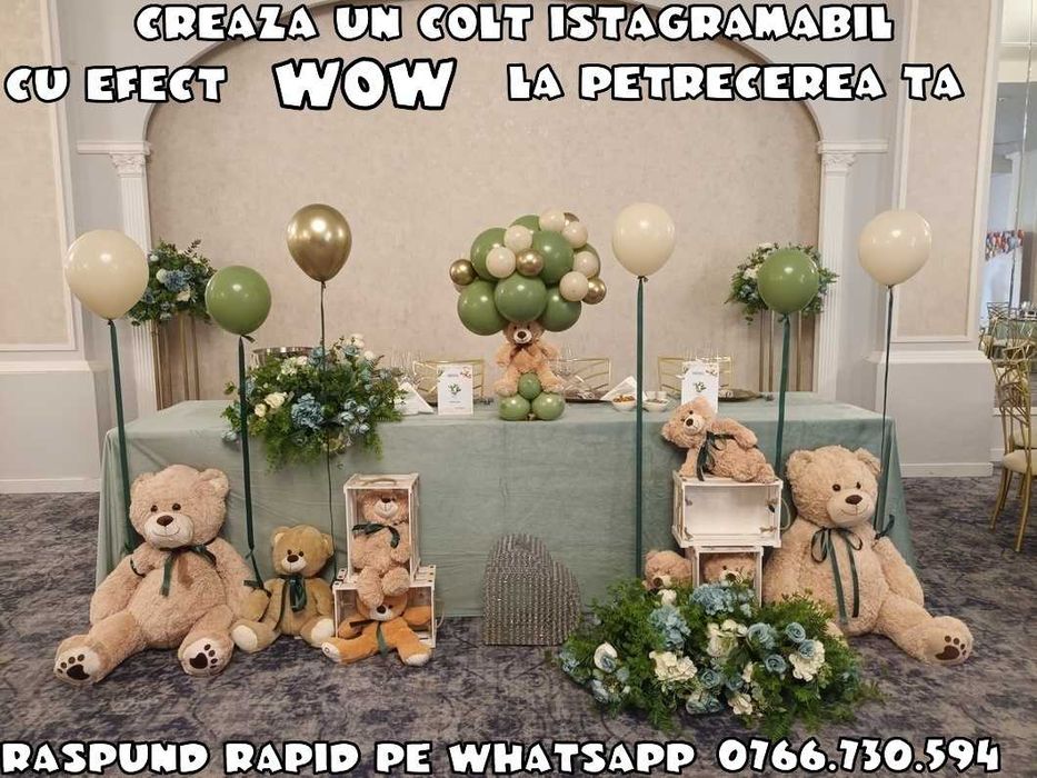 Photocorner botez Aranjamente botez Arcada baloane Decor cristelnita