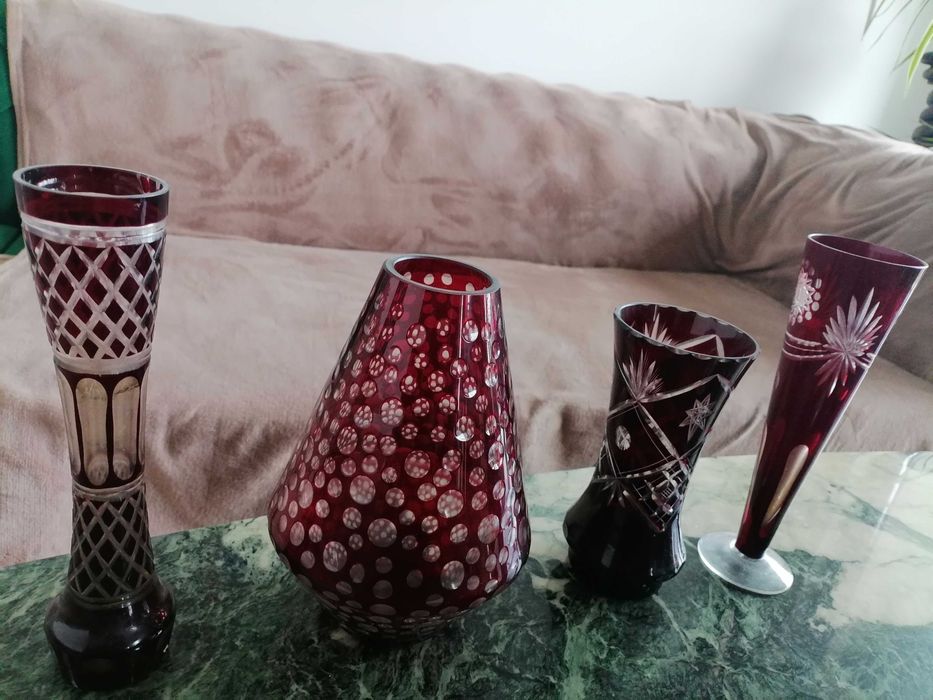4 veze de cristal rosu rubin hand cut