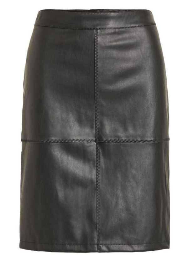 Черна кожена пола - VILA - Pencil Skirt