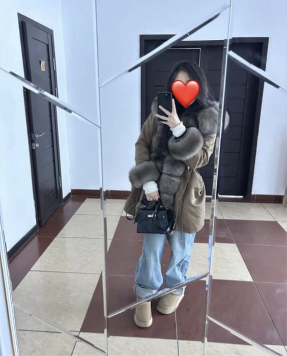 Натуральная женская паркас мехом песца…