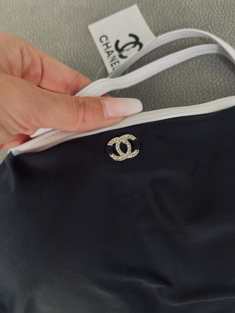 Черен бански цял шанел chanel топ