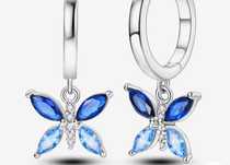 Cercei argint 925 Fluture Albastru cu zirconiu