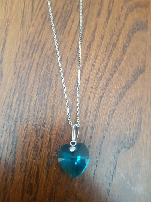 Lant de argint 925 Italy,pandantiv piatra turcoaz inima,deosebit,super