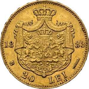 Moneda AUR 20 lei 1883 si 20 lei 1890 Carol I, certificata de NGC