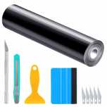 Kit Rola Folie Auto Autocolant Colant Negru Lucios 300x30cm +Accesorii