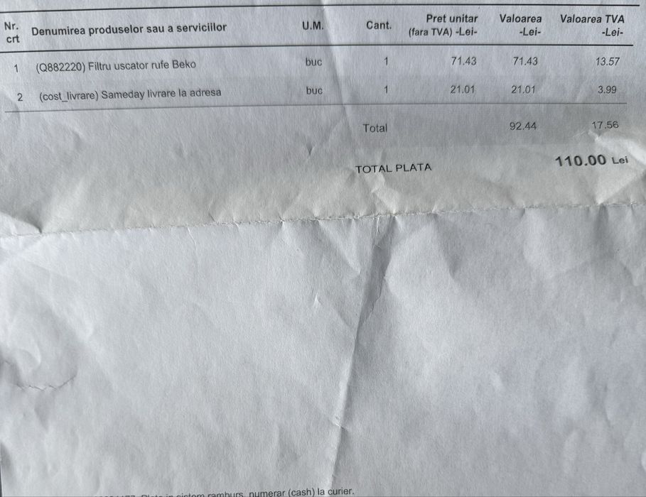 ! NOU !Filtru masina de uscat rufe Beko