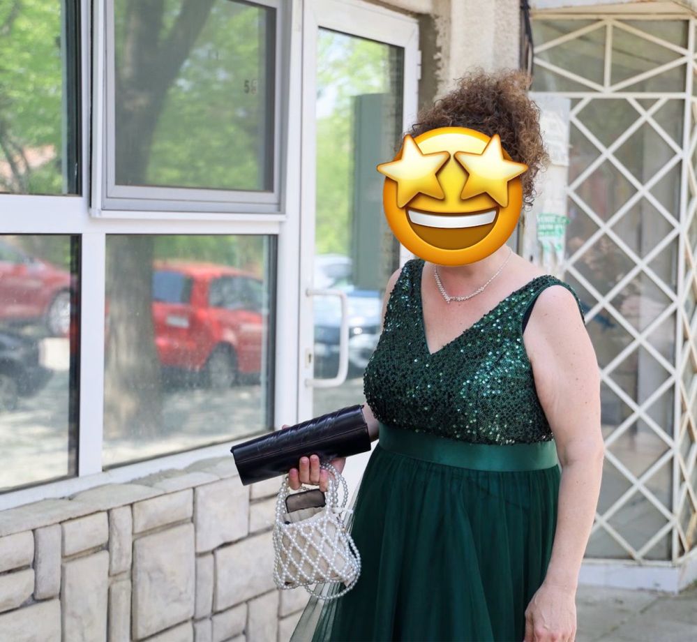 Официална зелена рокля
