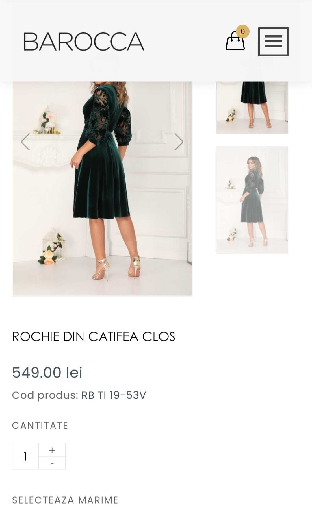 Rochie catifea verde smarald