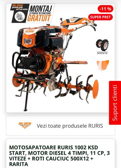 Motosapatoare ruris 1002 KSD 11cp 3 viteze
