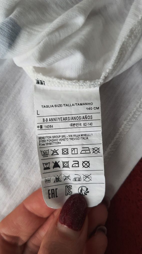 Benetton, Sisley Памучни блузи с дълъг ръкав р-р 140 см.