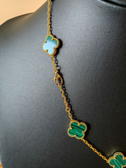 Дамско колие с 10 детелини от зелен малахит - Van Cleef & Arpels VCA