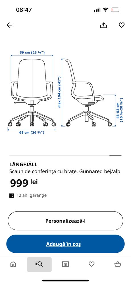 Birou Ikea Lisabo & scaun birou Langfjall