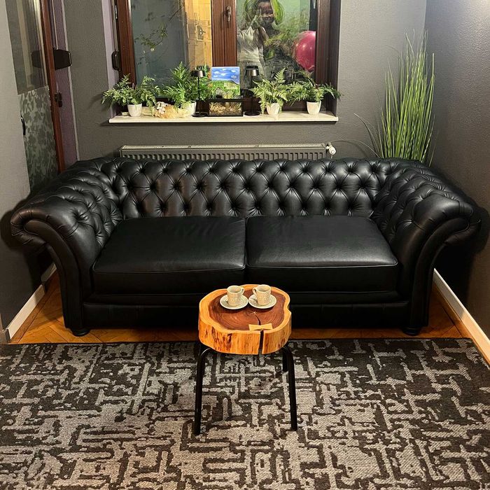 Pat Premium 160x200 Chesterfield Negru Easy Water Clean | mobila Dalin