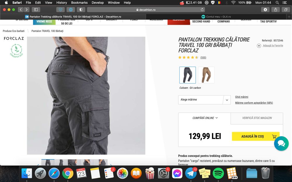 Pantaloni Trekking calatorie Forclaz 100 marime 44 L