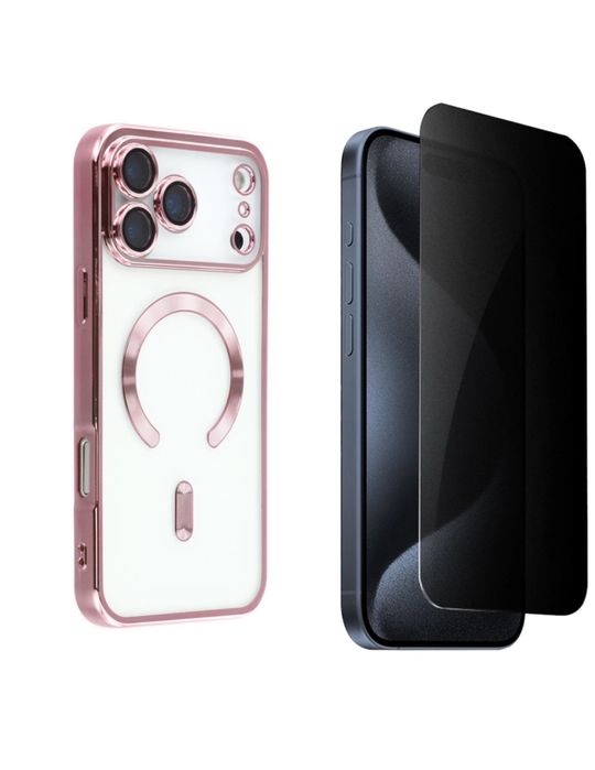 Iphone 17 AIR PRO MAX Husa Cercle Magsafe + Folie Sticla Privacy Edge