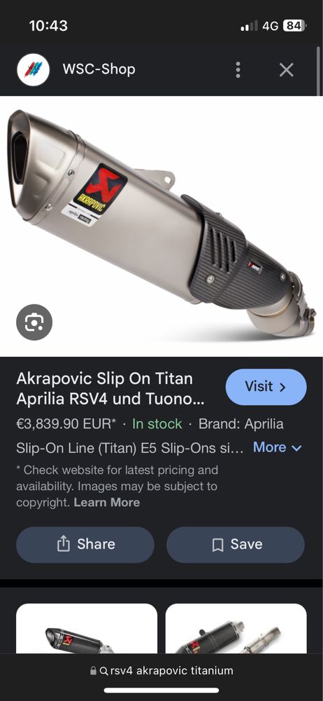 OEM / оригинален ауспух / генерация титан за Aprilia RSV4 / Tuono