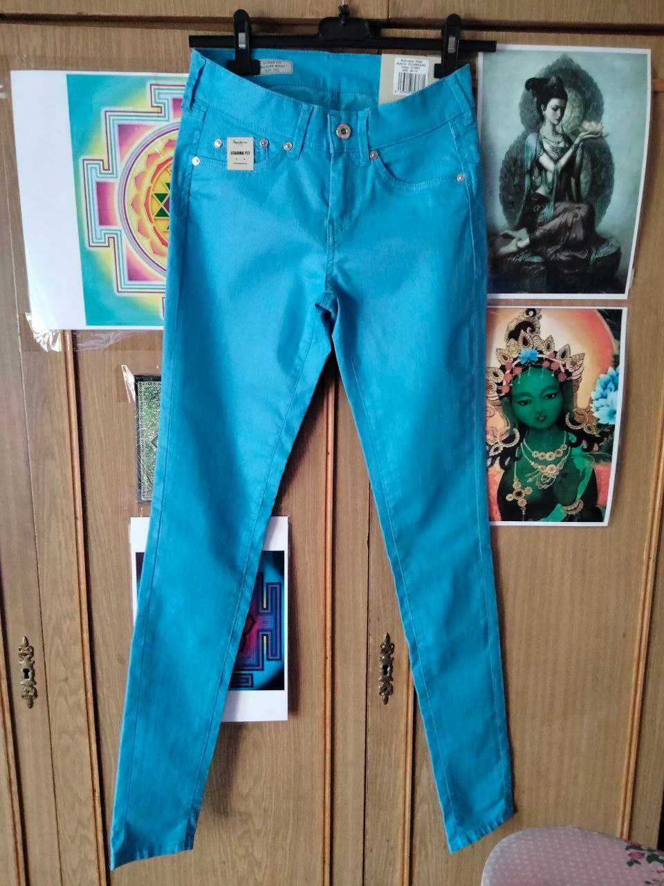 Blugi skinny Pepe Jeans bleu turcoaz noi marime 26/32, noi cu eticheta