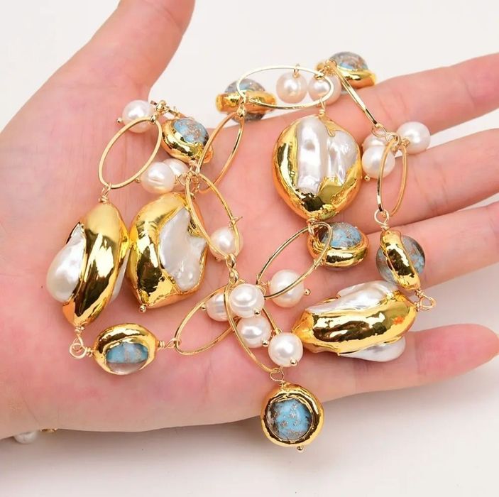 Натуральный жемчуг "Keshi" 60 см ожерелье