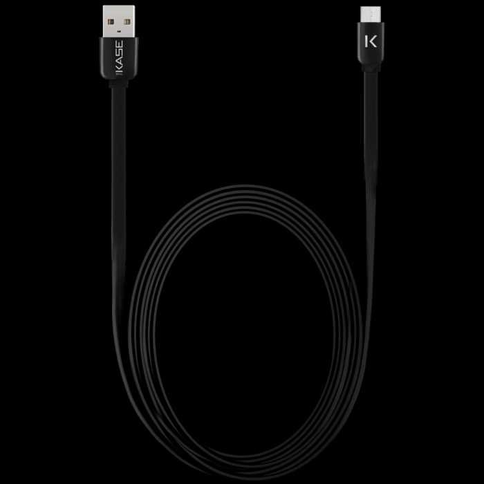 Плосък към Micro USB кабел (2m) за Android, Черен