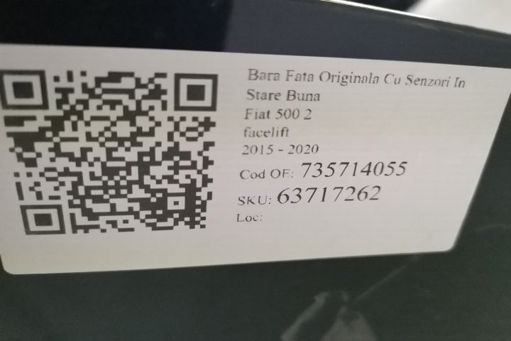Предна Броня Оригинална със Сензори в Добро Състояние Фиат 500 2 (фейс
