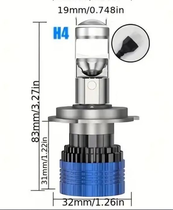 Ново +800% лед крушки с лупи h4, h7