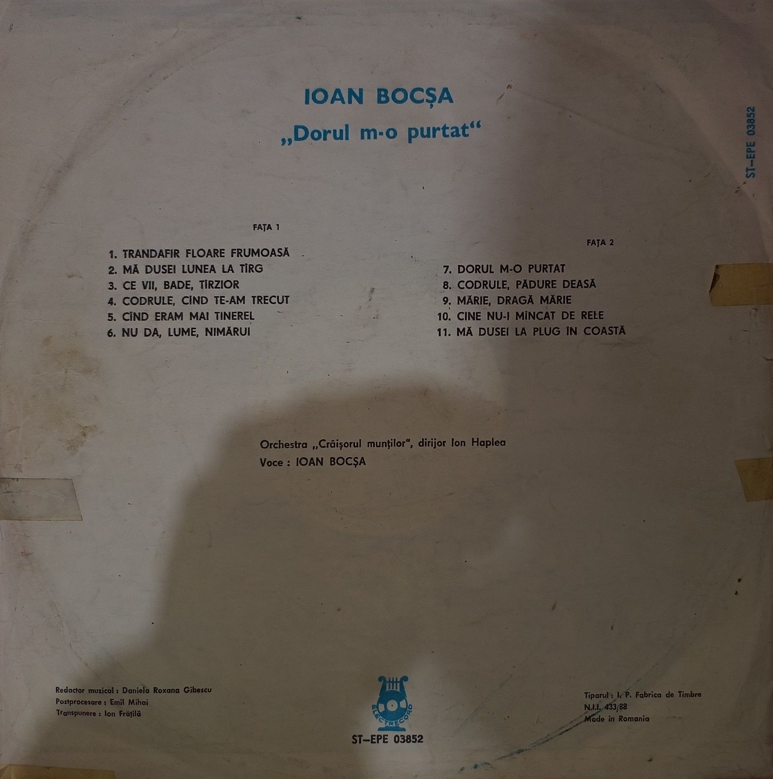 Disc vinil pick up Ioan Bocsa si Nicolae Furdui Iancu