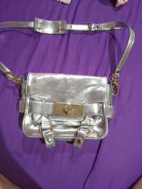 Сребърна металическа дамска чанта Зара
