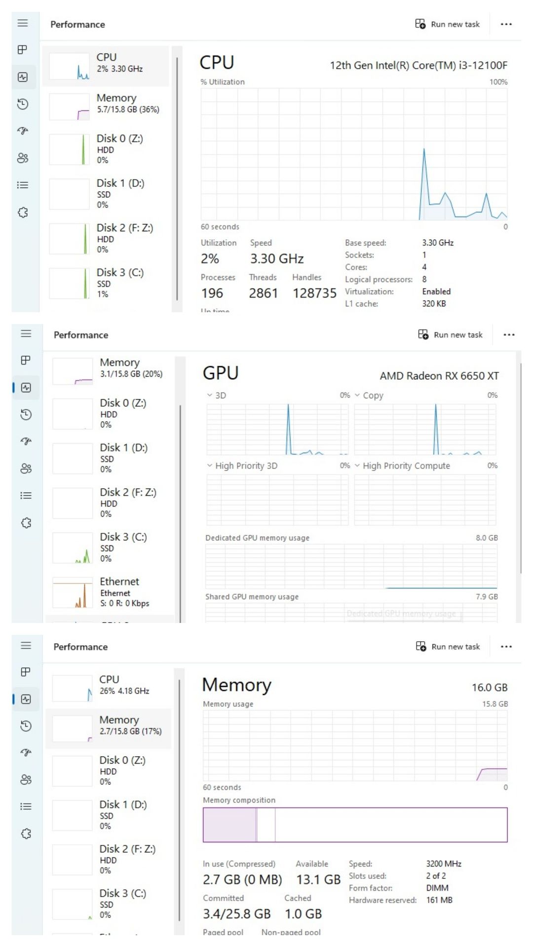 Vand pc gaming intel i3 12100f si rx 6650xt 16gb 1tb rgb