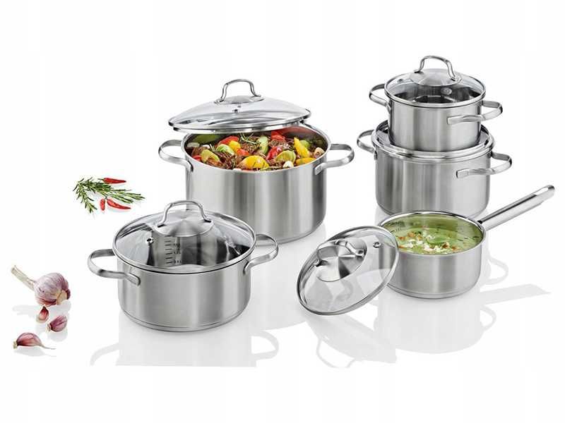 НОВИ! Комплект тенджери 5 части с капак неръждаема стомана