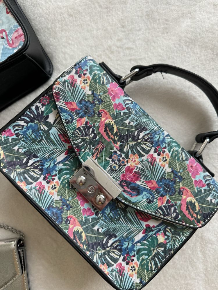 Чанти с флорален принт, тип Furla, спебърна чанта - клъч/плик