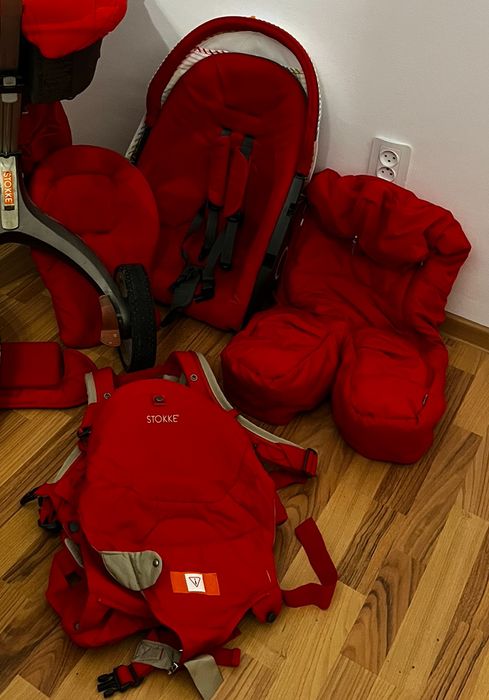 Carucior Stokke sport landou kit vara marsupiu scoica stare foarte bun