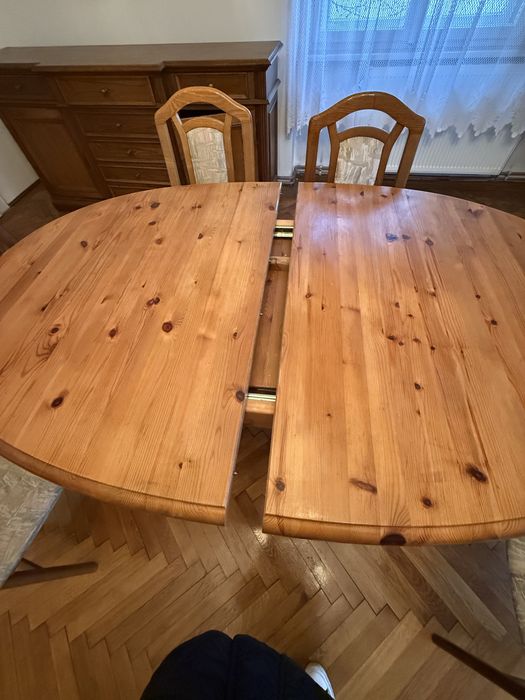 Masa extensibila  lemn masiv + 6 scaune