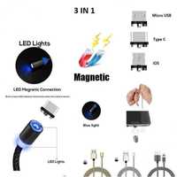 Магнитен кабел за телефон micro USB /type C/Lightning