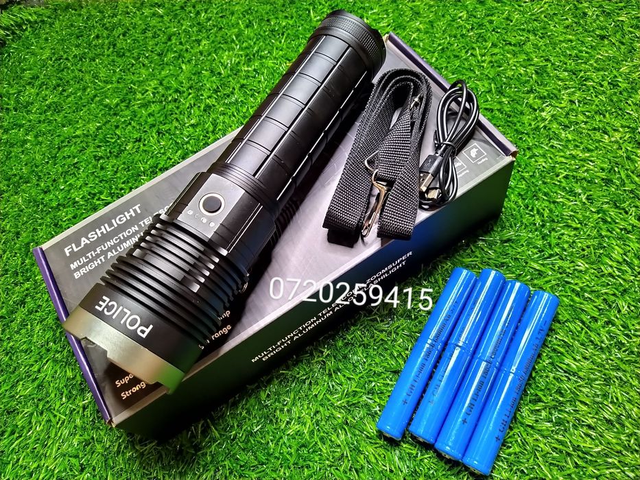 Lanternă Police de Mare Putere + TURBO AK138-1 LED PM60-TG, 8x18650