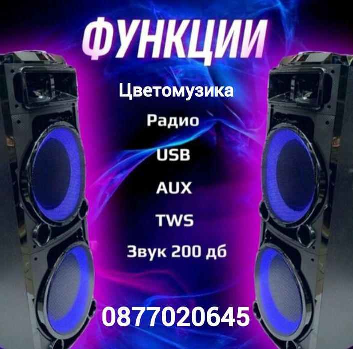 Караоке тонколона 2 х 10 инча KTS 1707 с 2 микрофона