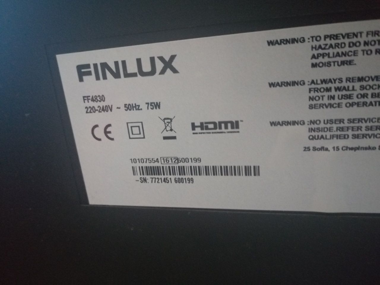 Продавам телевизор finlux ff4830 цял или на части
