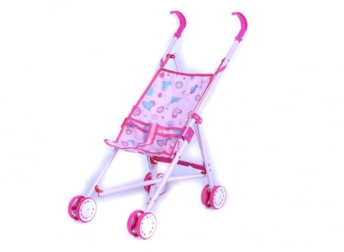 Carucior sport pentru papusi, roz cu cadru metalic, NOU