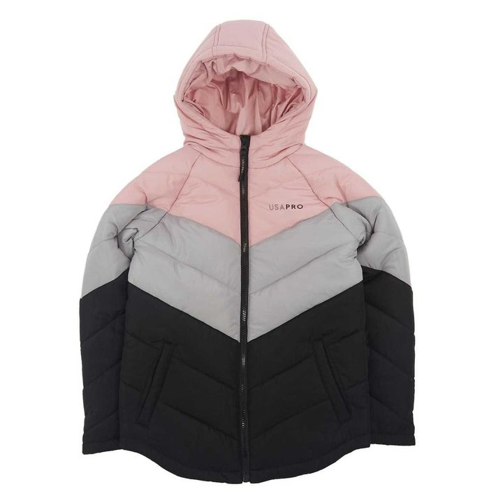 Детско яке за момичета USA Pro Colour Block Puffer - 9-10 и 13 годишни