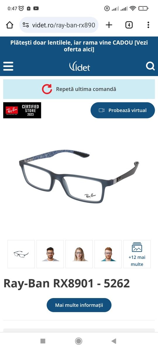 Vând ochelari vedere Ray ban