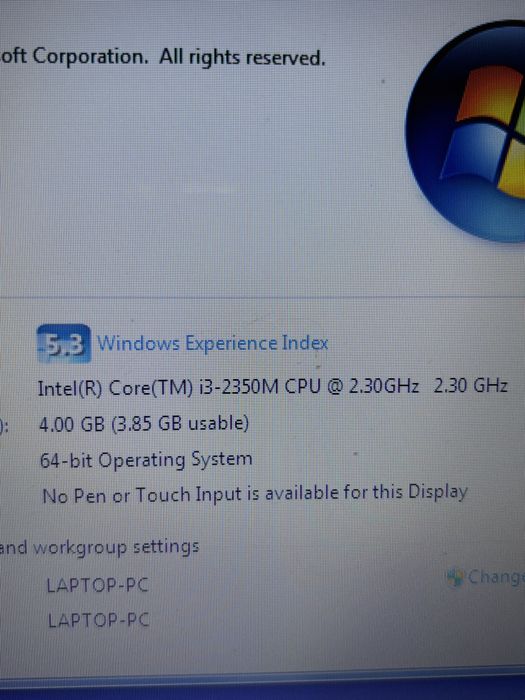 Intel Core i3-2350M Laptop CPU Processor 2.30GHz, 3M Cache SR0DN