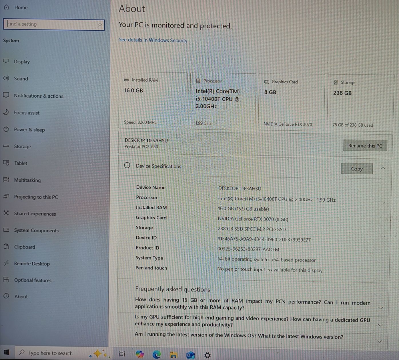 Predator Orion 3000 PO3-630 Gaming Desktop Computer