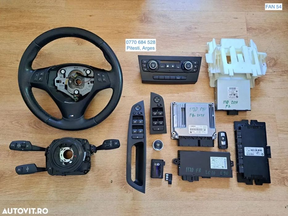 BMW seria 3 E90 volan sport pachet M SZL panou butoane geamuri oglinzi electrice butoane control clima Set Kit Pornire senzor ploaie condens buton start stop modul FRM II